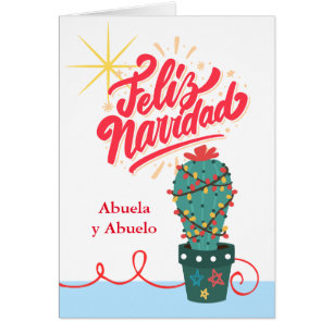 Grandparent Christmas Cactus Spanish Feliz Navidad Cards