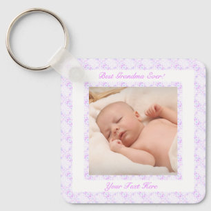 Grandparent Day Lilac Best Grandma Ever Photo Gift Keychain