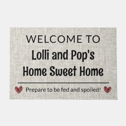 Grandparent Home Sweet Home Customizable Welcome Doormat