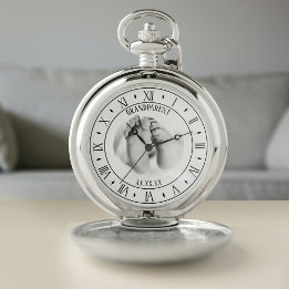 Grandparent Name Grandson Granddaughter Photo Pocket Watch