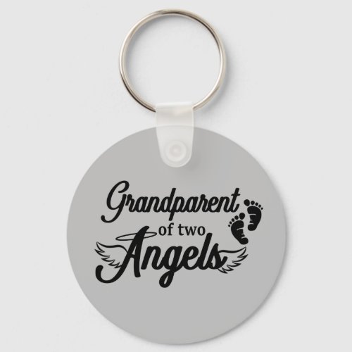 Grandparent of Two Angels Twins Keychain