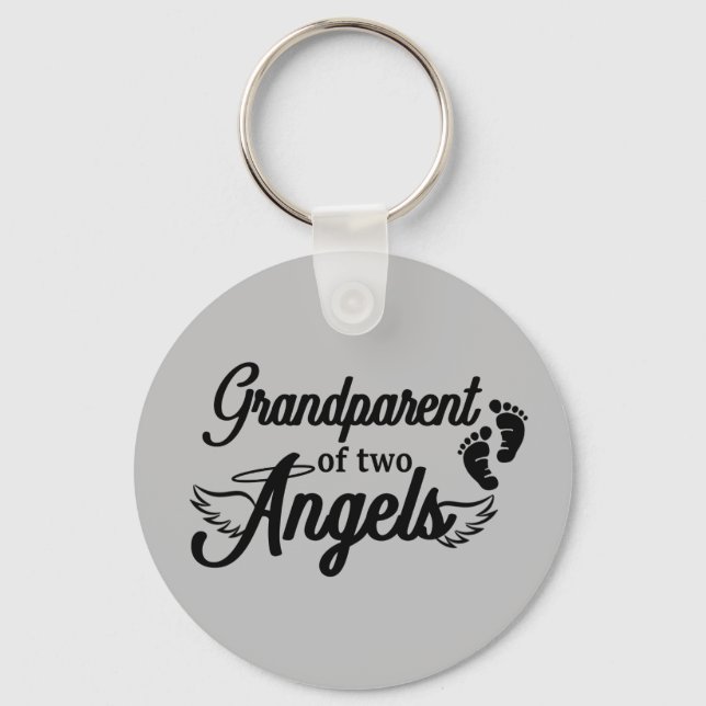 Grandparent of Two Angels Twins Keychain (Front)