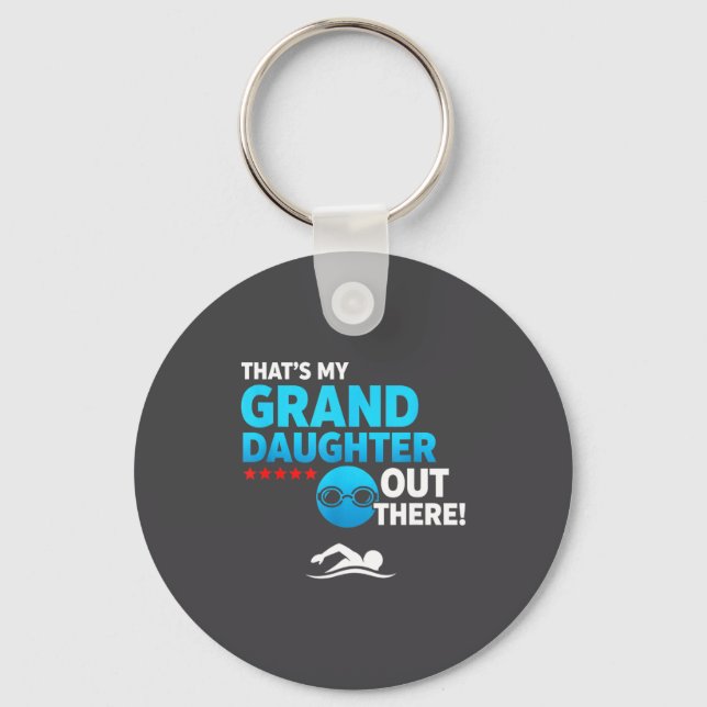 Grandparent Proud Granddaughter Swimmer Swim Meet  Keychain (Front)