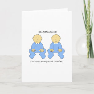 Grandparent to Twin Boys Congratulations Card