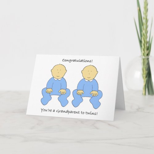 Grandparent to Twin Boys Congratulations Card