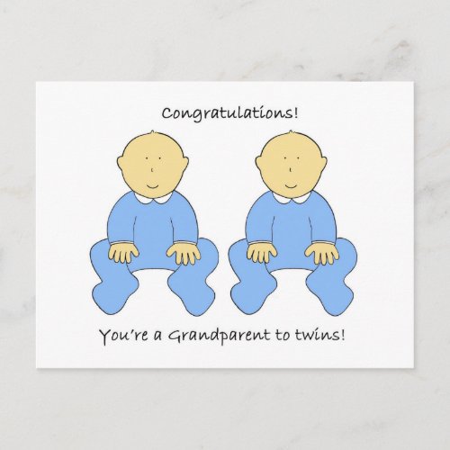 Grandparent to Twin Boys Congratulations Postcard