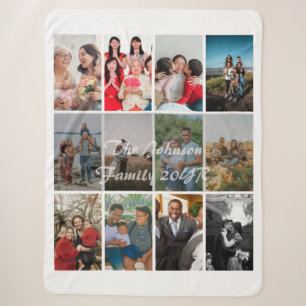 Grandparents 12 Photo Memory Collage Template Sherpa Blanket