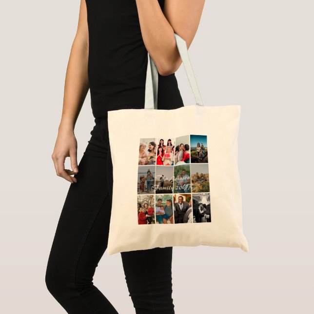 Grandparents 12 Photo Memory Collage Template Tote Bag (Front (Product))