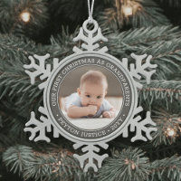 Grandparents 1st Christmas Baby Photo Gray & White