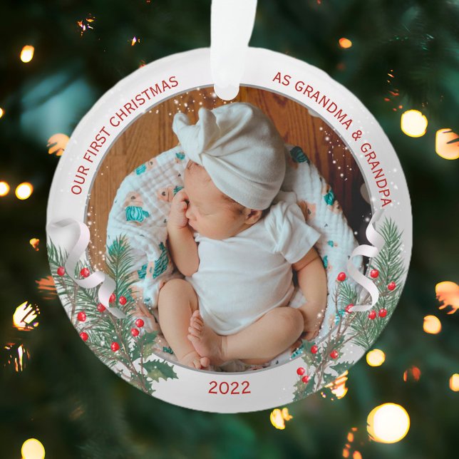 Grandparents 1st Christmas Classic Silver Frame Ornament (Creator Uploaded)