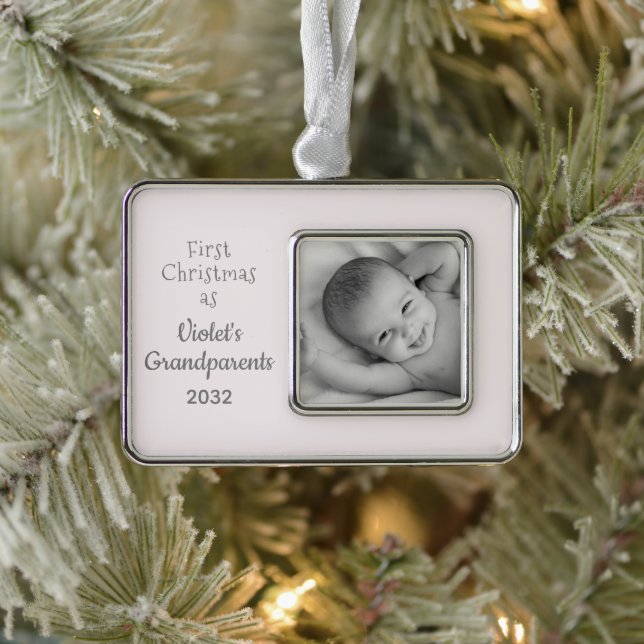 Grandparents 1st Christmas Personalized Name Photo Ornament (Tree)