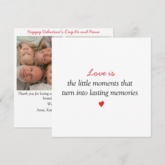 Grandparents | 2 Photos Valentine's Day  Holiday Card (Front/Back)
