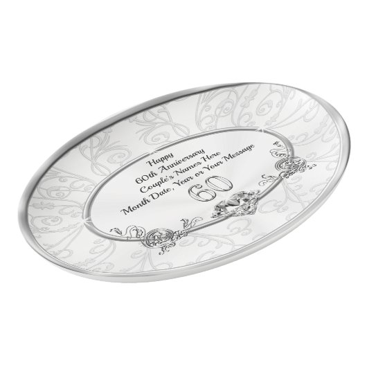 Grandparents 60th Wedding Anniversary Gift Ideas Porcelain Serving Platter (Angled)