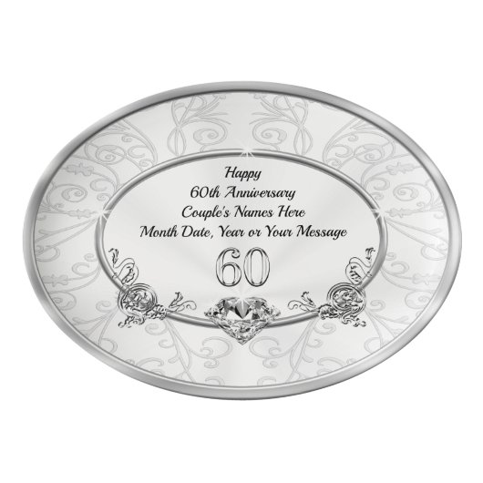 Grandparents 60th Wedding Anniversary Gift Ideas Porcelain Serving Platter (Front)