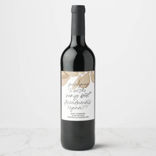 Grandparents Again Pregnancy Announcement New Baby Wine Label