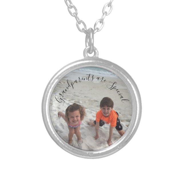 Grandparents are Special Custom Photo Keepsake   Silver Plated Necklace (Front)
