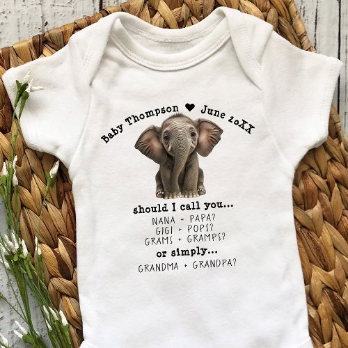 Grandparents Baby Announcement Customized Reveal Baby Bodysuit