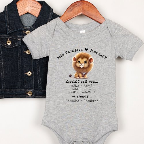 Grandparents Baby Announcement Personalized Reveal Baby Bodysuit