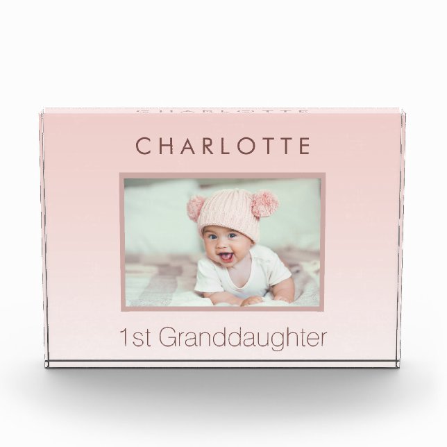 Grandparents baby custom photo 1st granddaughter block (Front)