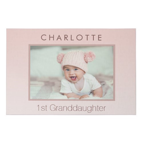 Grandparents baby custom photo 1st granddaughter faux canvas print