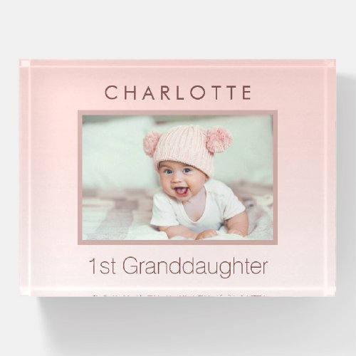 Grandparents baby custom photo 1st granddaughter paperweight