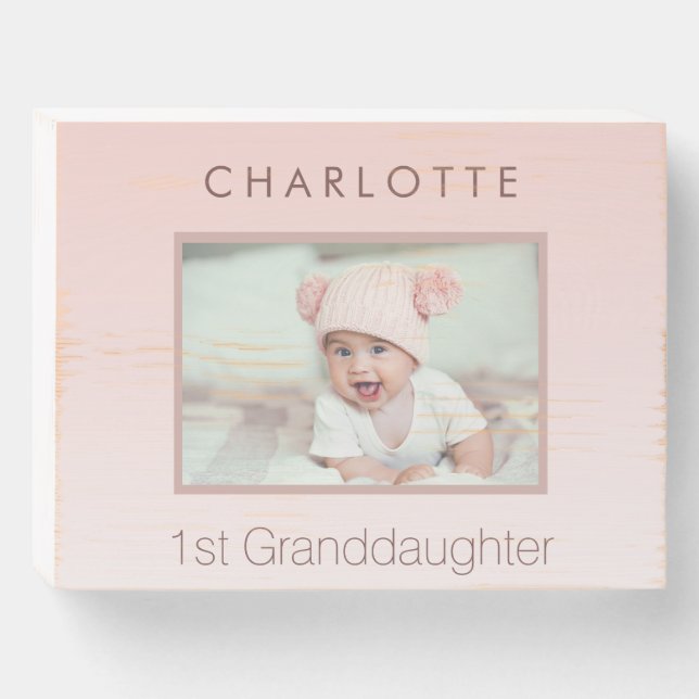Grandparents baby custom photo 1st granddaughter wooden box sign (Front Horizontal)