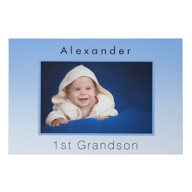 Grandparents baby photo 1st grandson faux canvas print (Front)
