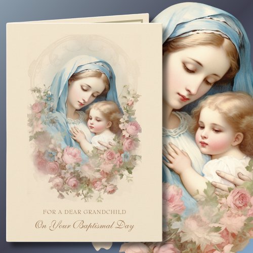 Grandparents Baptism For Baby Blessed Mary Card