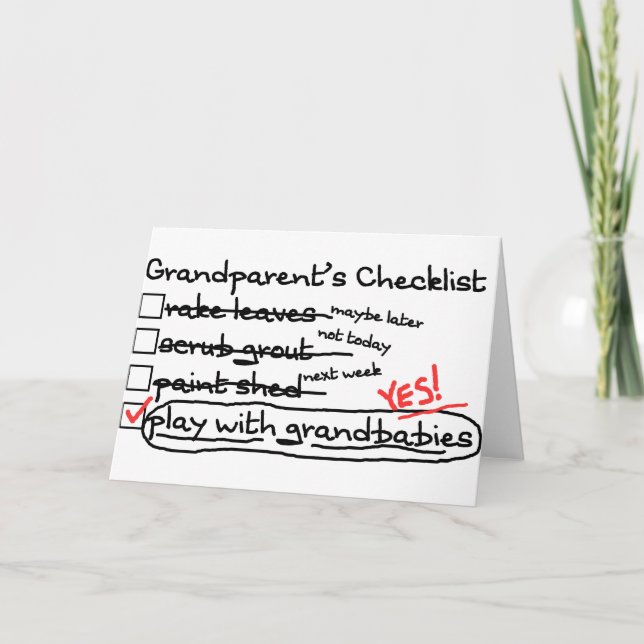 Grandparents' Checklist Card (Front)