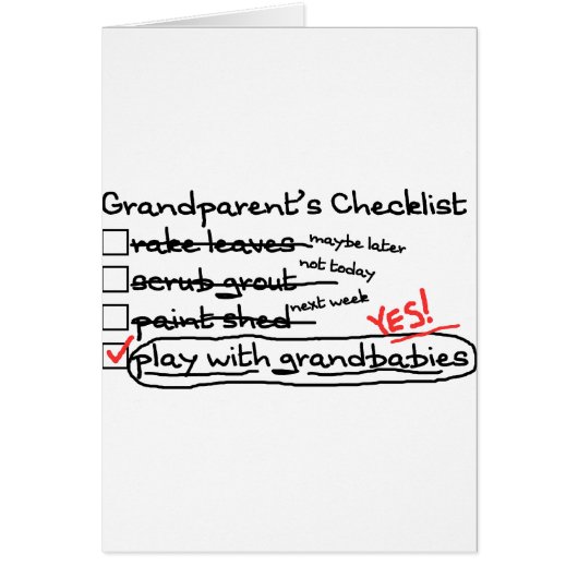 Grandparents' Checklist Cards (Front)