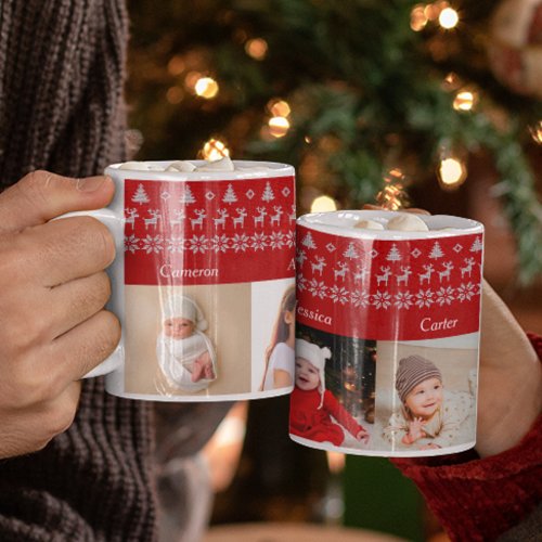 Grandparents Christmas 5 Grandchildren Photo Red Coffee Mug