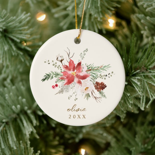 Grandparents Christmas Gift Vintage Photo Ceramic Ornament (Tree)