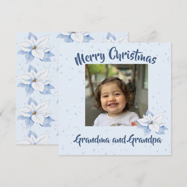 Grandparents Christmas Photo Floral Greeting (Front/Back)