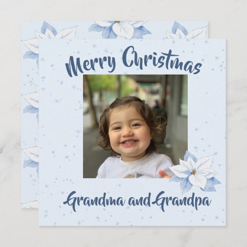Grandparents Christmas Photo Floral Greeting