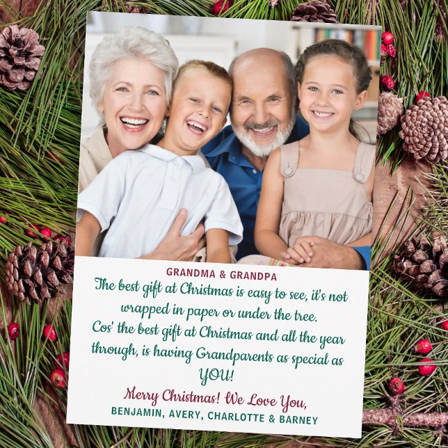 Grandparents Christmas Poem Custom Simple Photo Holiday Card (Creator Uploaded)