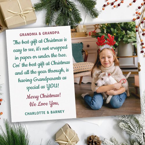 Grandparents Christmas Poem Personalized Photo Holiday Card