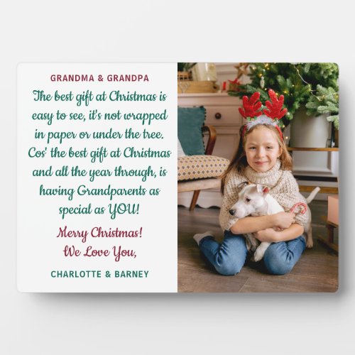 Grandparents Christmas Poem Personalized Photo Plaque
