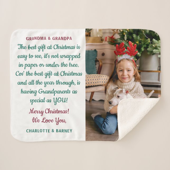 Grandparents Christmas Poem Personalized Photo Sherpa Blanket (Front (Horizontal))