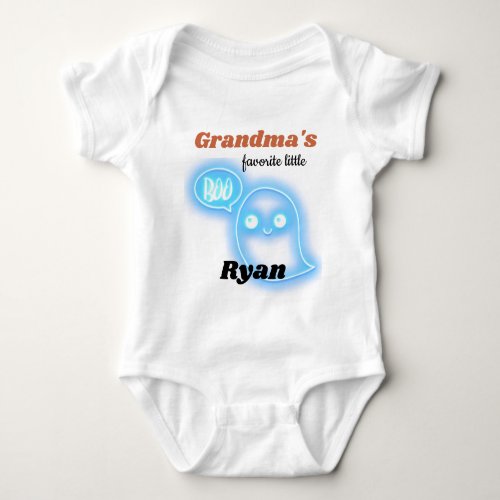 Grandparents Custom Ghost Halloween Neon Blue Baby Bodysuit