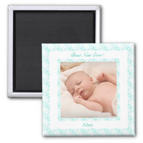 Grandparents Day Blue Best Nan Ever Photo Gift Magnet