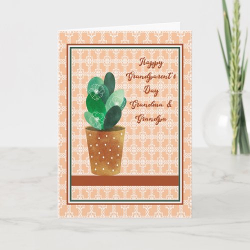 Grandparents Day Card Cactus  Peach Background