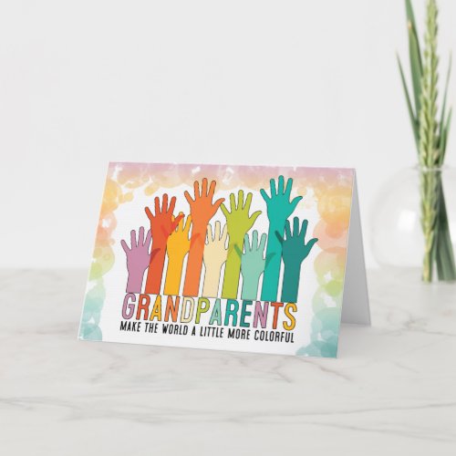 Grandparents Day Colorful Hands Raised Holiday Card