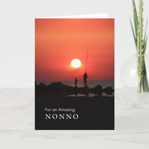 Grandparents Day for Nonno Fishing at Sunset Holi Holiday Card