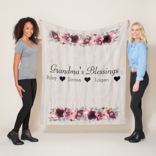 Grandparents Day Gift for Grandmas Blessings  Fleece Blanket