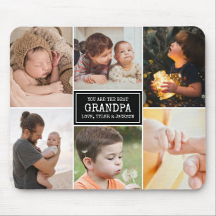 Grandparents Day Grandpa Black 3 Photo Collage Mouse Pad