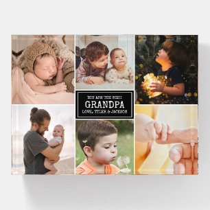 Grandparents Day Grandpa Black 6 Photo Collage Paperweight
