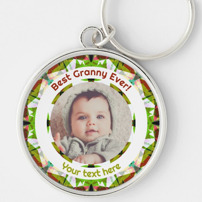 Grandparents Day Green Best Granny Ever Photo Gift Keychain (Front)