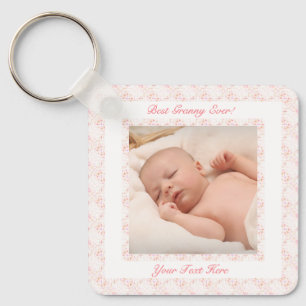 Grandparents Day Pink Best Granny Ever Photo Gift Keychain