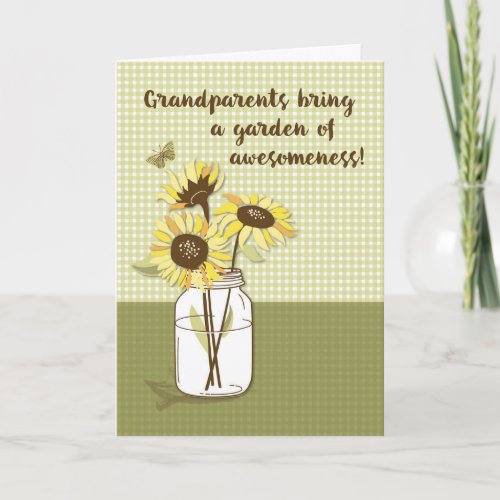 Grandparents Day with Sunflowers in Mason Jar Card