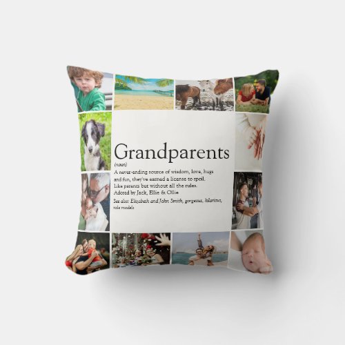 Grandparents Definition 12 Photo Collage Throw Pillow